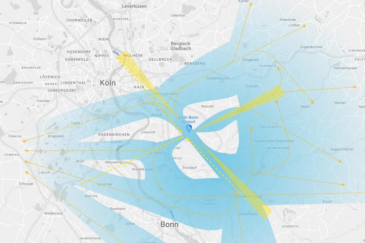 Karte: An- und Abflugrouten
