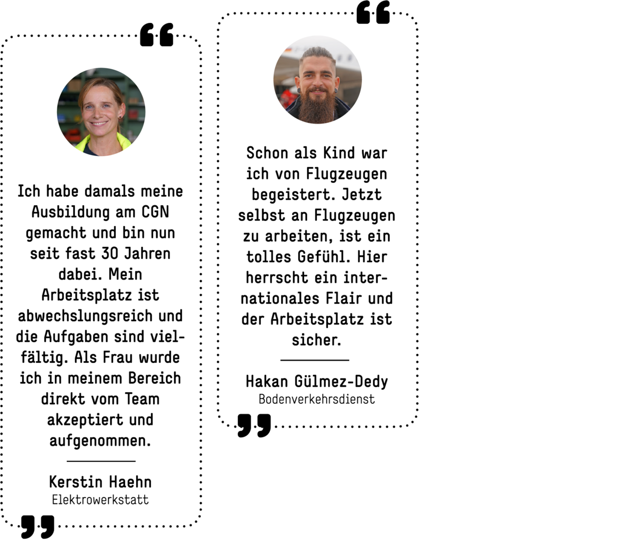 Statements von Mitarbeitern aus unterschiedlichen Unternehmensbereichen zum Arbeitsplatz Airport (#1)
